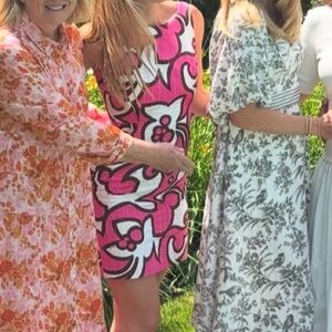 Milly Pink and White Patterned Dress